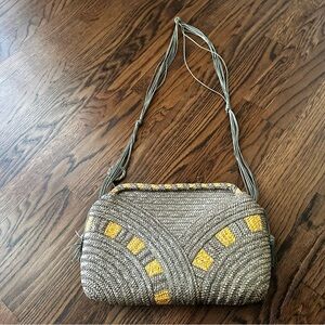 Barbara Bolan For Bolan Too Boho Italy Woven Straw Vintage Shoulder Bag